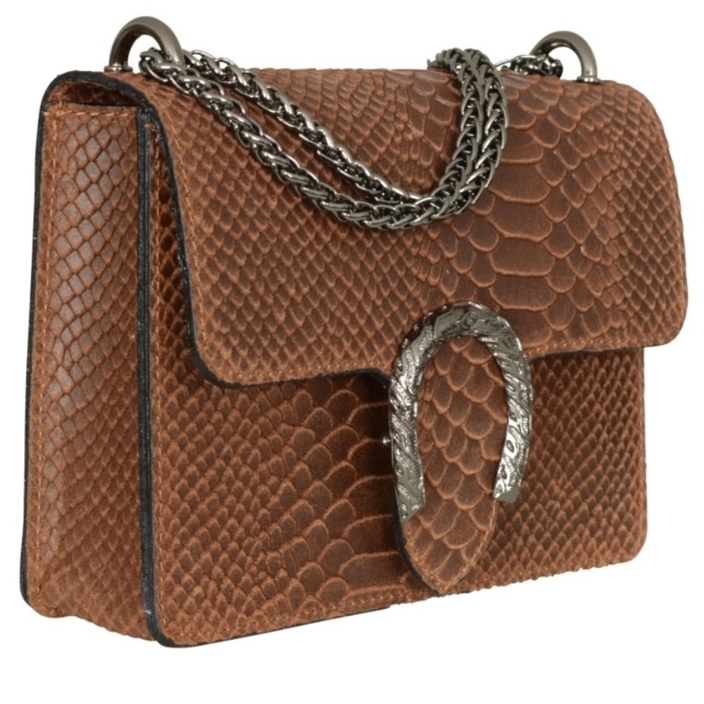 NWT Crossbody Shoulder Evening Bag for Women - Snake Printed Leather.